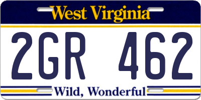 WV license plate 2GR462