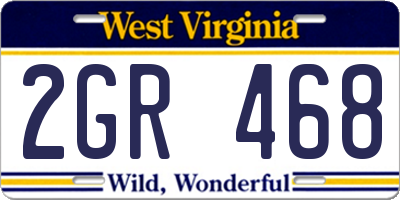 WV license plate 2GR468
