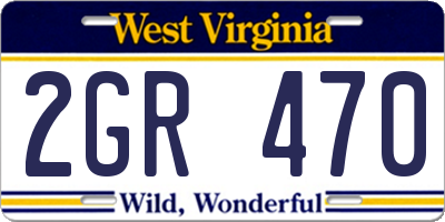 WV license plate 2GR470