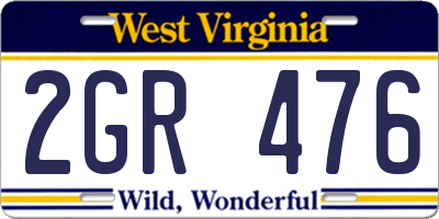 WV license plate 2GR476