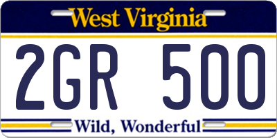 WV license plate 2GR500