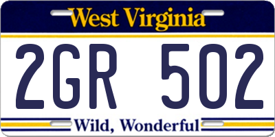 WV license plate 2GR502