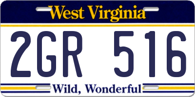 WV license plate 2GR516