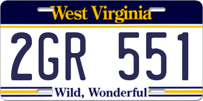 WV license plate 2GR551