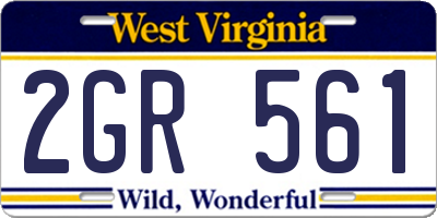 WV license plate 2GR561