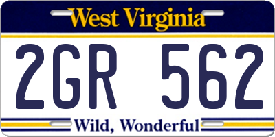WV license plate 2GR562