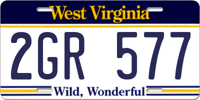 WV license plate 2GR577