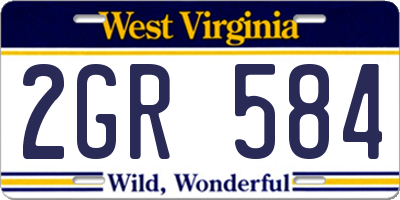 WV license plate 2GR584
