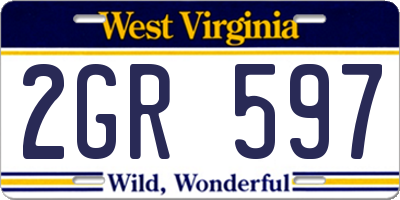 WV license plate 2GR597