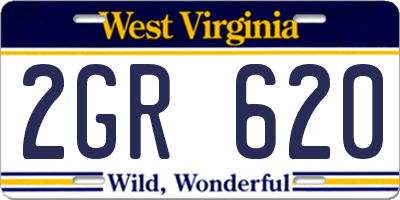 WV license plate 2GR620