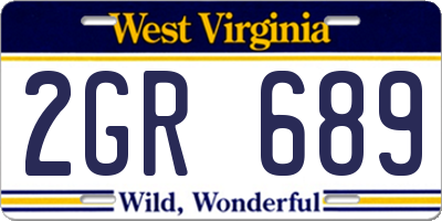WV license plate 2GR689