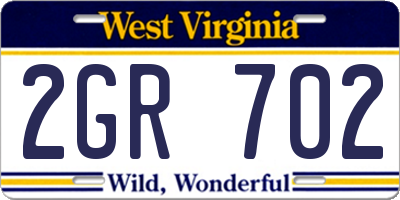 WV license plate 2GR702