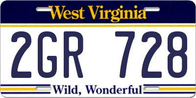 WV license plate 2GR728