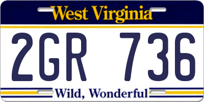 WV license plate 2GR736