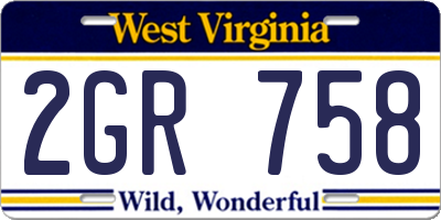 WV license plate 2GR758