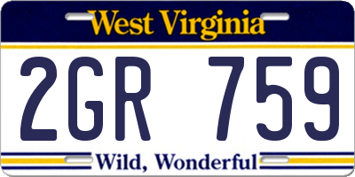 WV license plate 2GR759