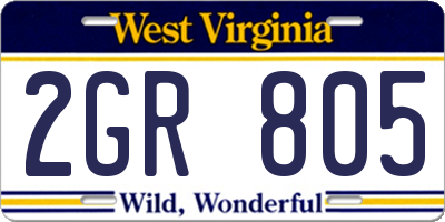 WV license plate 2GR805