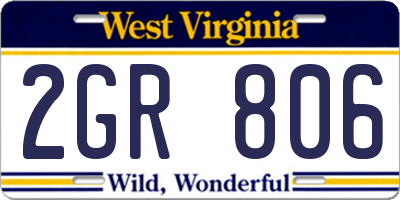 WV license plate 2GR806