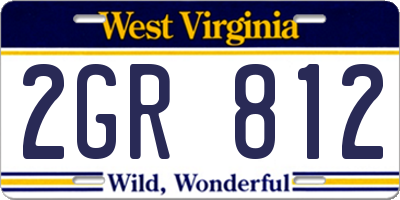 WV license plate 2GR812