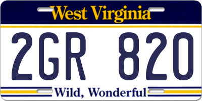 WV license plate 2GR820
