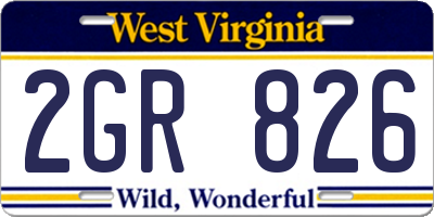 WV license plate 2GR826