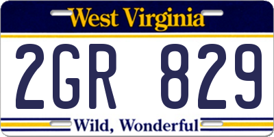 WV license plate 2GR829
