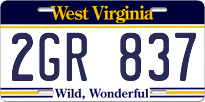 WV license plate 2GR837