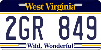 WV license plate 2GR849