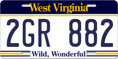 WV license plate 2GR882