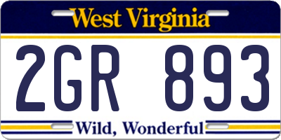 WV license plate 2GR893