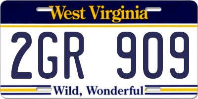 WV license plate 2GR909