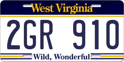WV license plate 2GR910