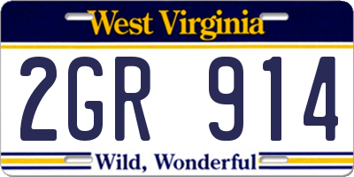 WV license plate 2GR914
