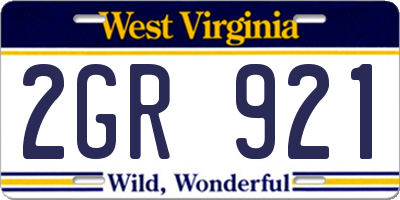 WV license plate 2GR921
