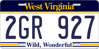 WV license plate 2GR927