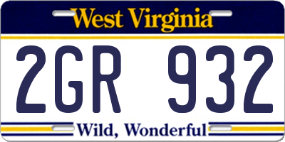 WV license plate 2GR932