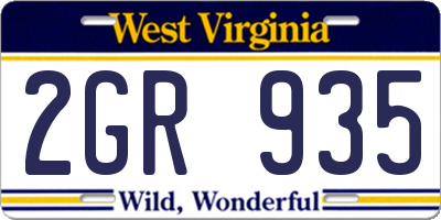 WV license plate 2GR935