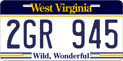 WV license plate 2GR945