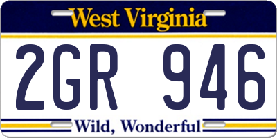 WV license plate 2GR946