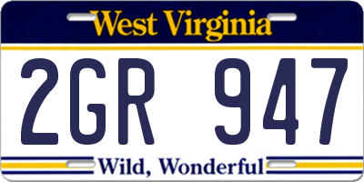 WV license plate 2GR947