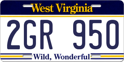 WV license plate 2GR950