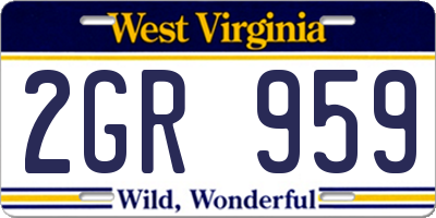 WV license plate 2GR959