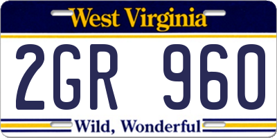 WV license plate 2GR960