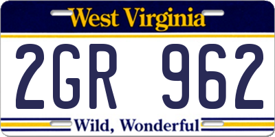 WV license plate 2GR962