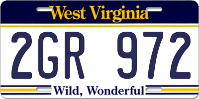 WV license plate 2GR972