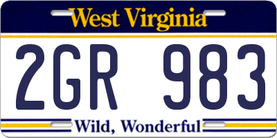 WV license plate 2GR983