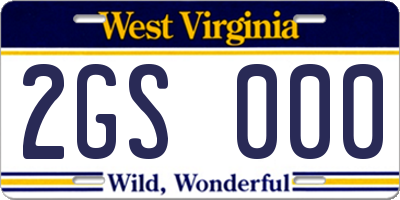 WV license plate 2GS000