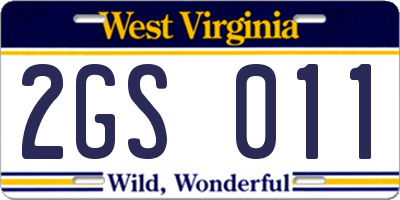 WV license plate 2GS011