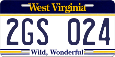 WV license plate 2GS024