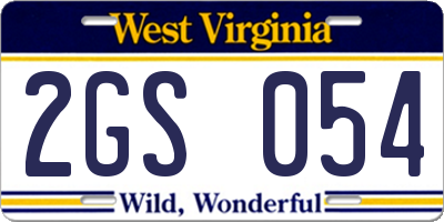 WV license plate 2GS054